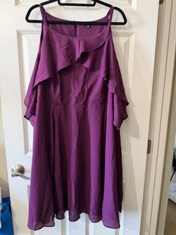 Torrid 26 Purple Cold-Shoulder Ruffle Dress