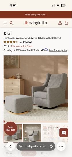 Babyletto rocking/ swivel recliner chair