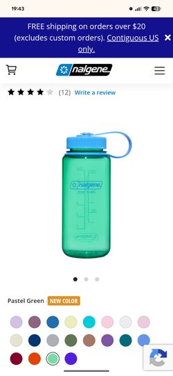 NEW pastel green Nalgene 32 fl oz Plastic Wide Mouth Water Bottle Portable Drinkware, Recycled Content