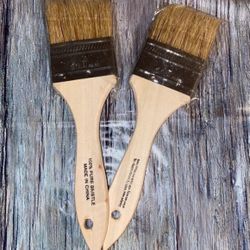New Set of 2 Natural Wood Handle 2 Inch Paint Brushes