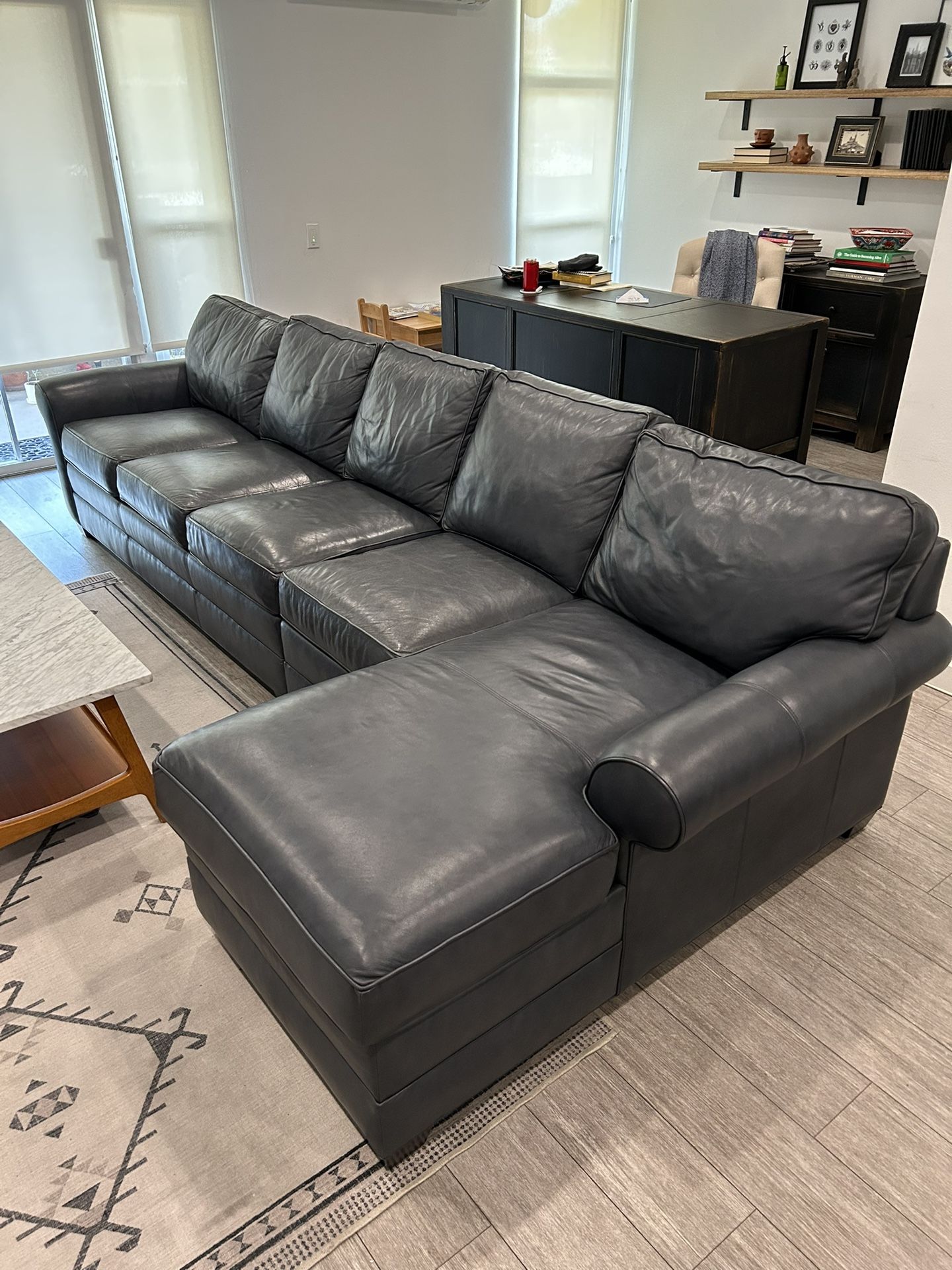 Ethan Allen Leather Sofa Couch Compare to Restoration Hardware & Pottery Barn