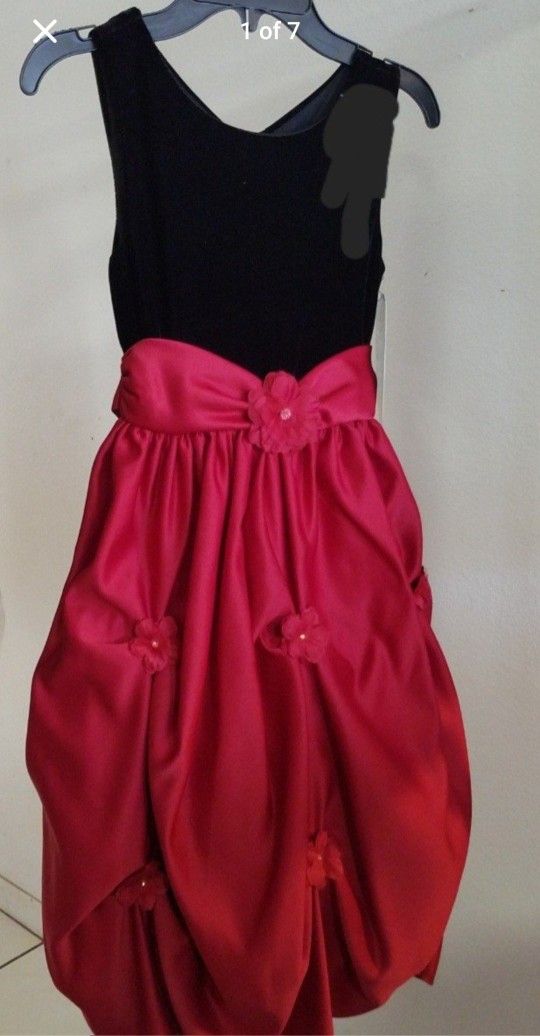 NEW Girls Size 8 "American Princess" Black Velvet And deep Red Satin Dress
