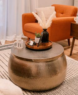 World Market Cala Hammered Silver Metal Storage Coffee Table