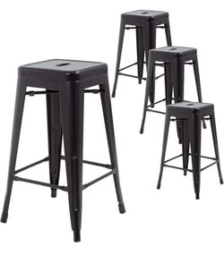 FDW 30" Metal Bar Stools Black Set of 4