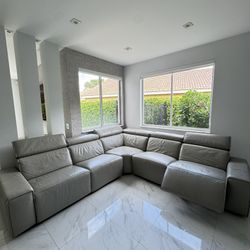 GRAY COUCH - REAL LEATHER