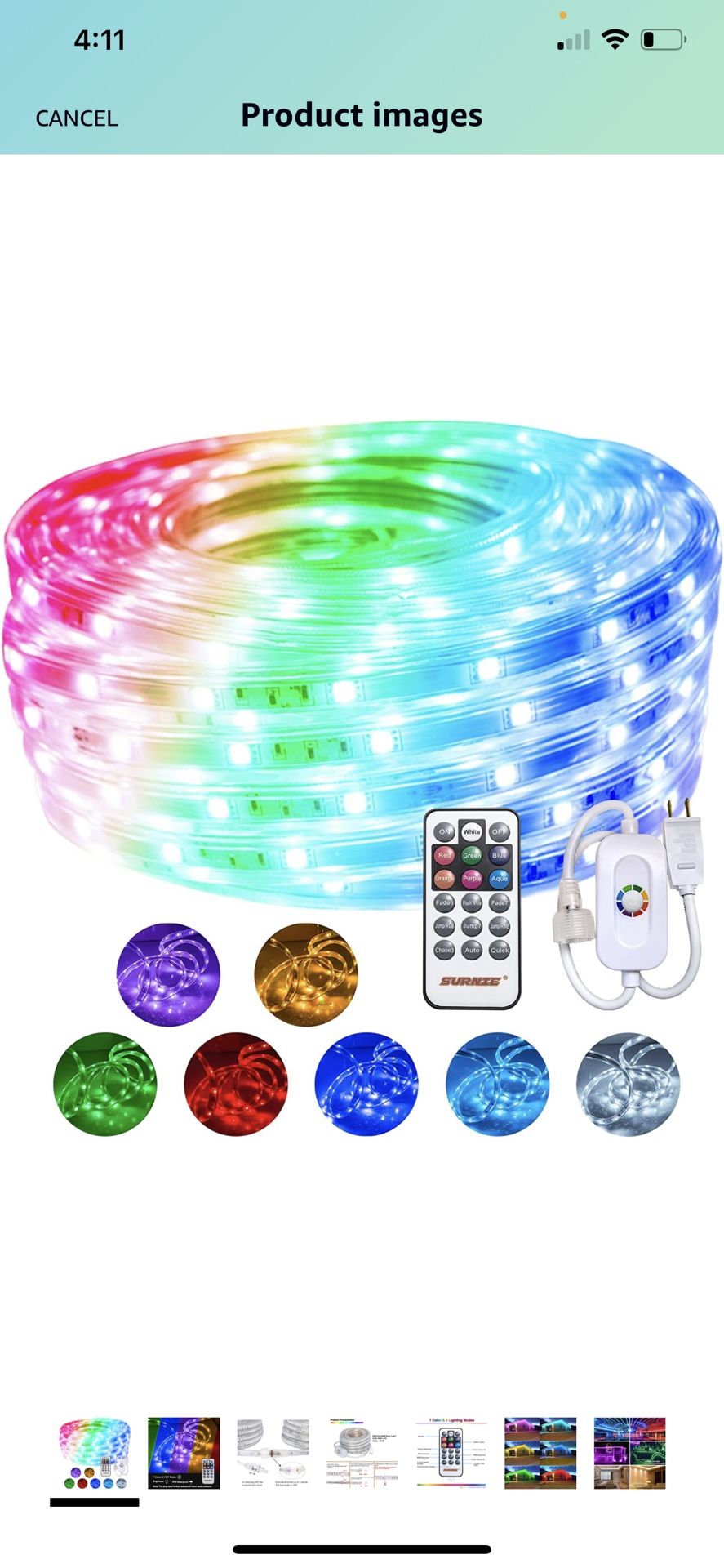 LED RGB Rope Lights Outdoor: SURNIE 50ft 110V Flat Flexible Color Changing Strip Lights - Waterproof Connectable for Indoor Outside Use - Decorative T