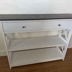 Console Table Drawer Shelves Sofa Accent Table Entryway Hallway White