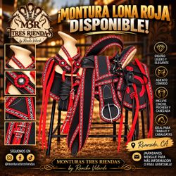 Western Horse Saddle Set Black and Red