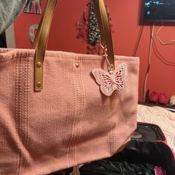 Pink Butterfly Tote Bag 
