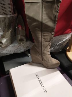 JustFab Women Boots Size 8.5 Wedge Heel,  Brown Beige