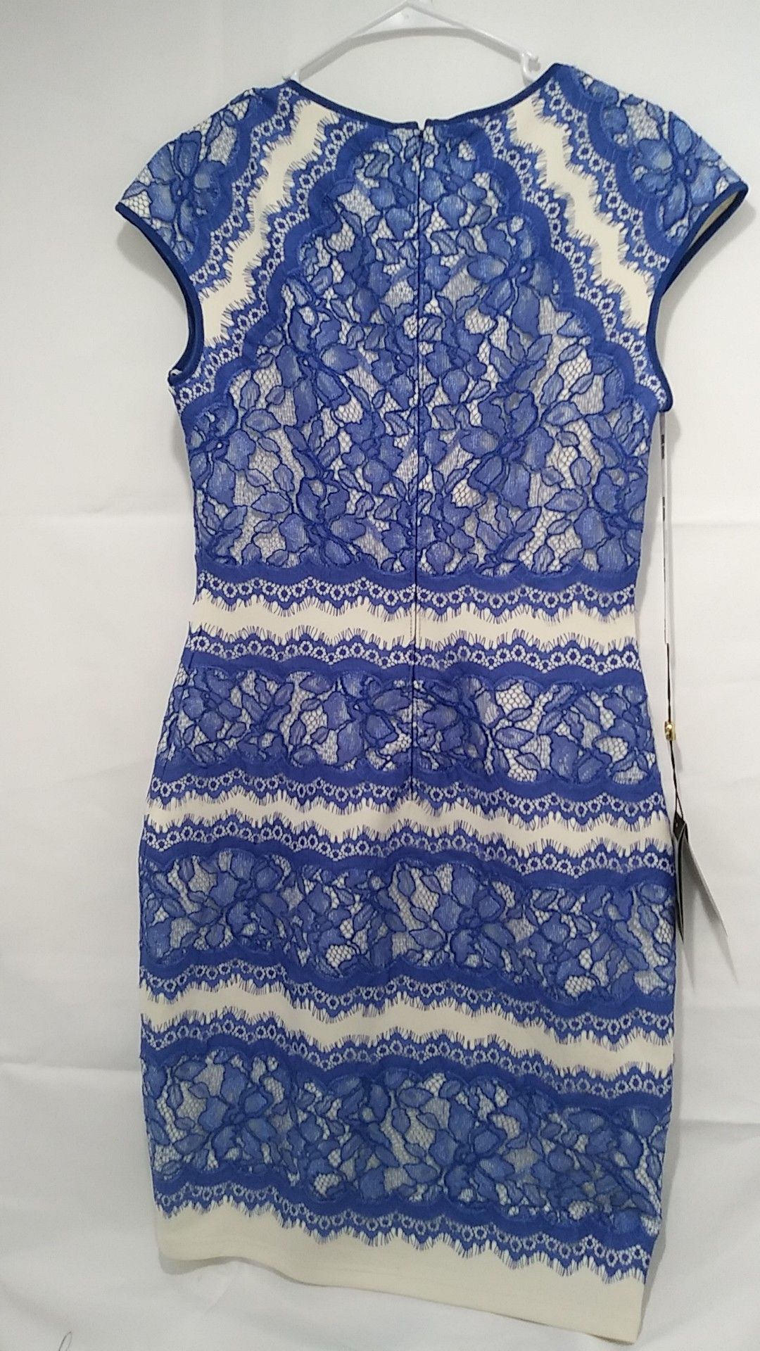 REDUCED PRICE $150.00, plus shipping, Tadashi Shoji New Neoprene Lace  Overlay China Blue Snow Cap Sleeve Dress $175.00, plus shipping for Sale in  Tampa, FL - OfferUp