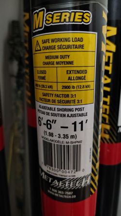 Metaltech M Series Medium Duty Adjustable Shoring Post 6 1/2 to 11 Ft - Brand New