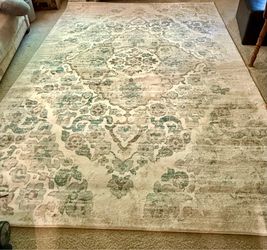 Large 8x11 Area Rug – Cream/Blue Persian Design