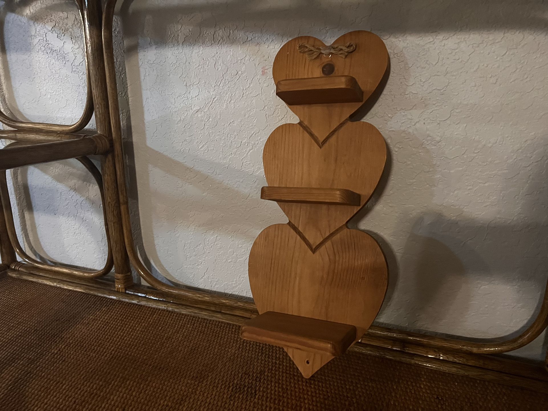 Three Tier Wood Heart Shelf