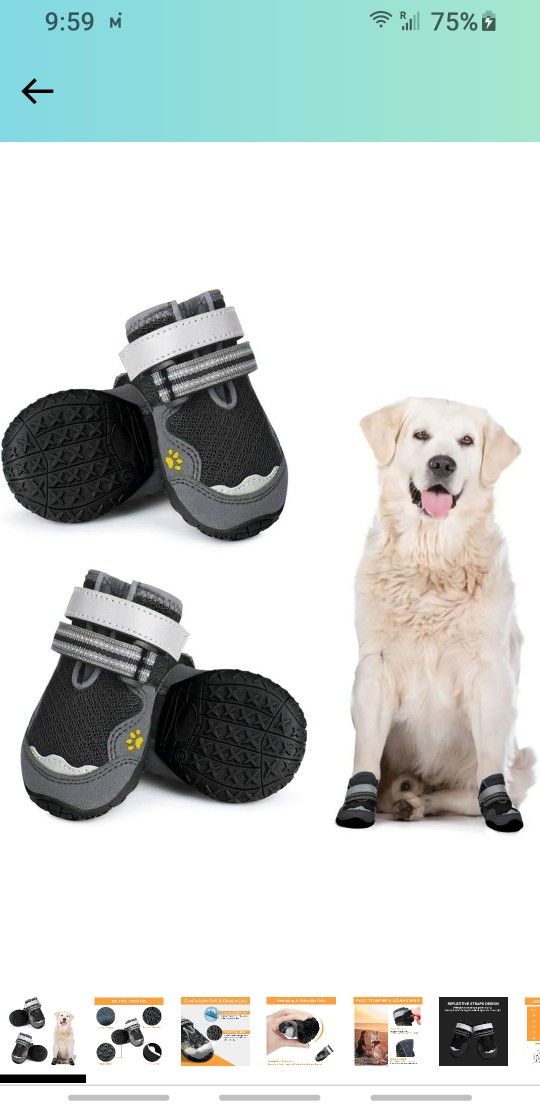 Breathable Dog Booties for Hot Pavement Dog Boots, Mesh Dog Shoes, Outdoor Paw Protectors with Reflective Adjustable Straps and Wear-Resisting Anti-Sl