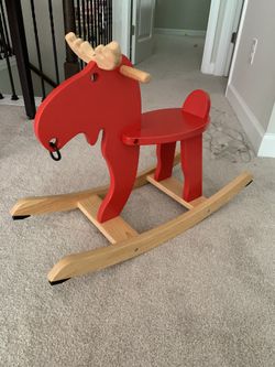 Rocking Moose red, Rubberwood