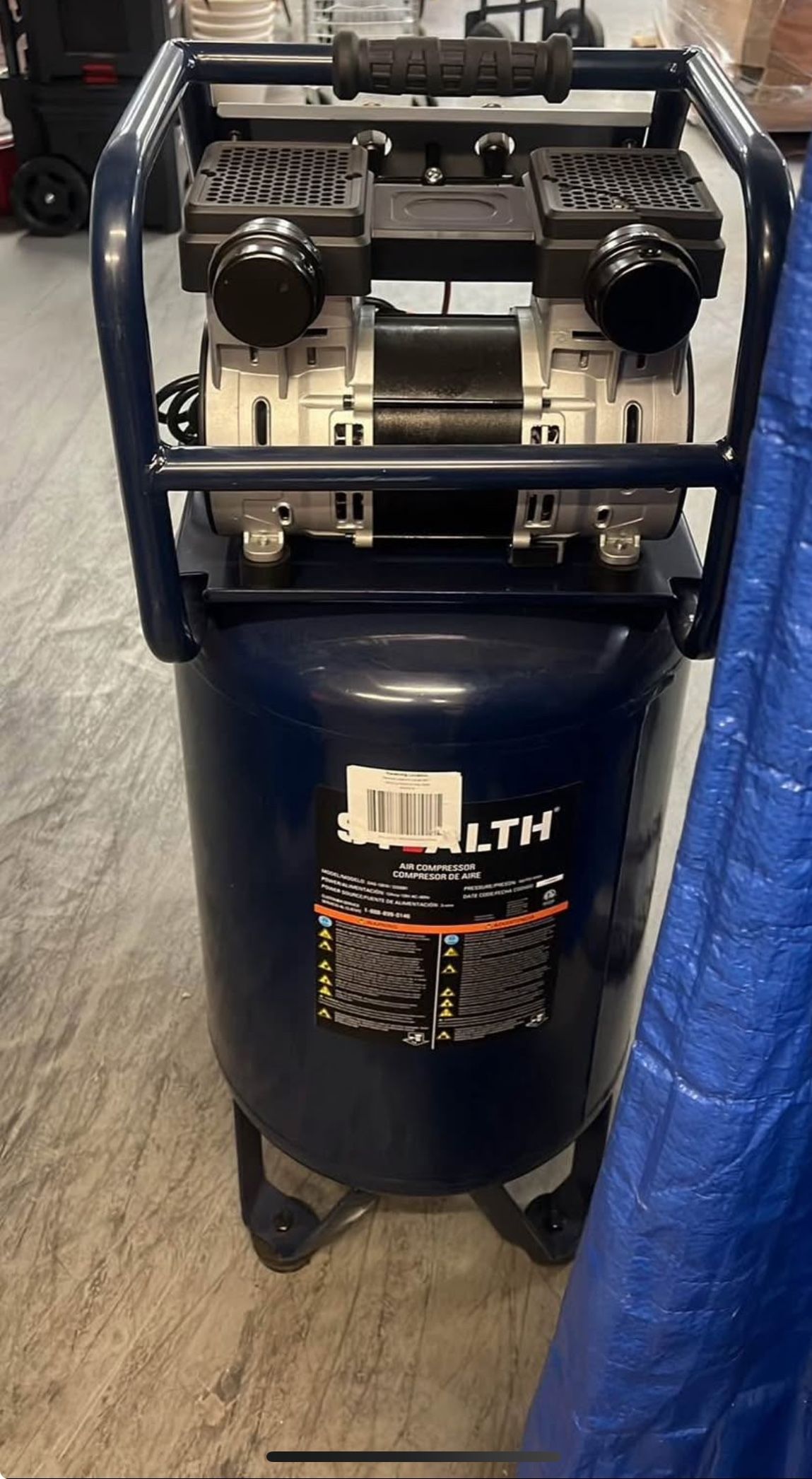 Stealth 20 Gallon Ultra Quiet Air Compressor, 1.8 HP Oil-Free Peak 150 PSI 68 Decibel, 5.5 CFM