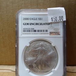 NGC 2000 Silver Eagle Gem Mint Uncirculated Coin
