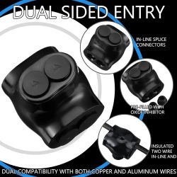 Insulated Wire Connectors Multi Splice Connector Dual Entry Electrical Power Connector Black Cable Connectors 2 Port Connectors(1Pcs,Wire Range, Slott