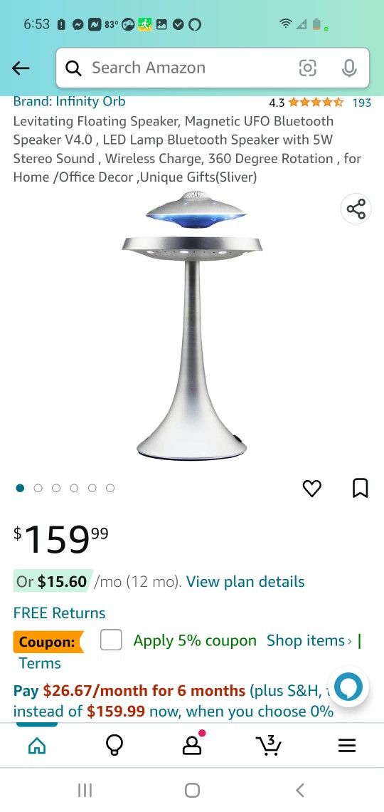 Levitating Ufo Bluetooth Speaker And Lamp