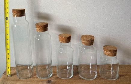 Cylinder Clear Glass Apothecary Jars with Cork Lids $25 for All xox