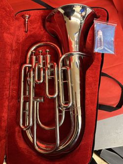 Nice 4-Valve Silver Euphonium with New Mouthpiece and Valve Oil $550 Firm