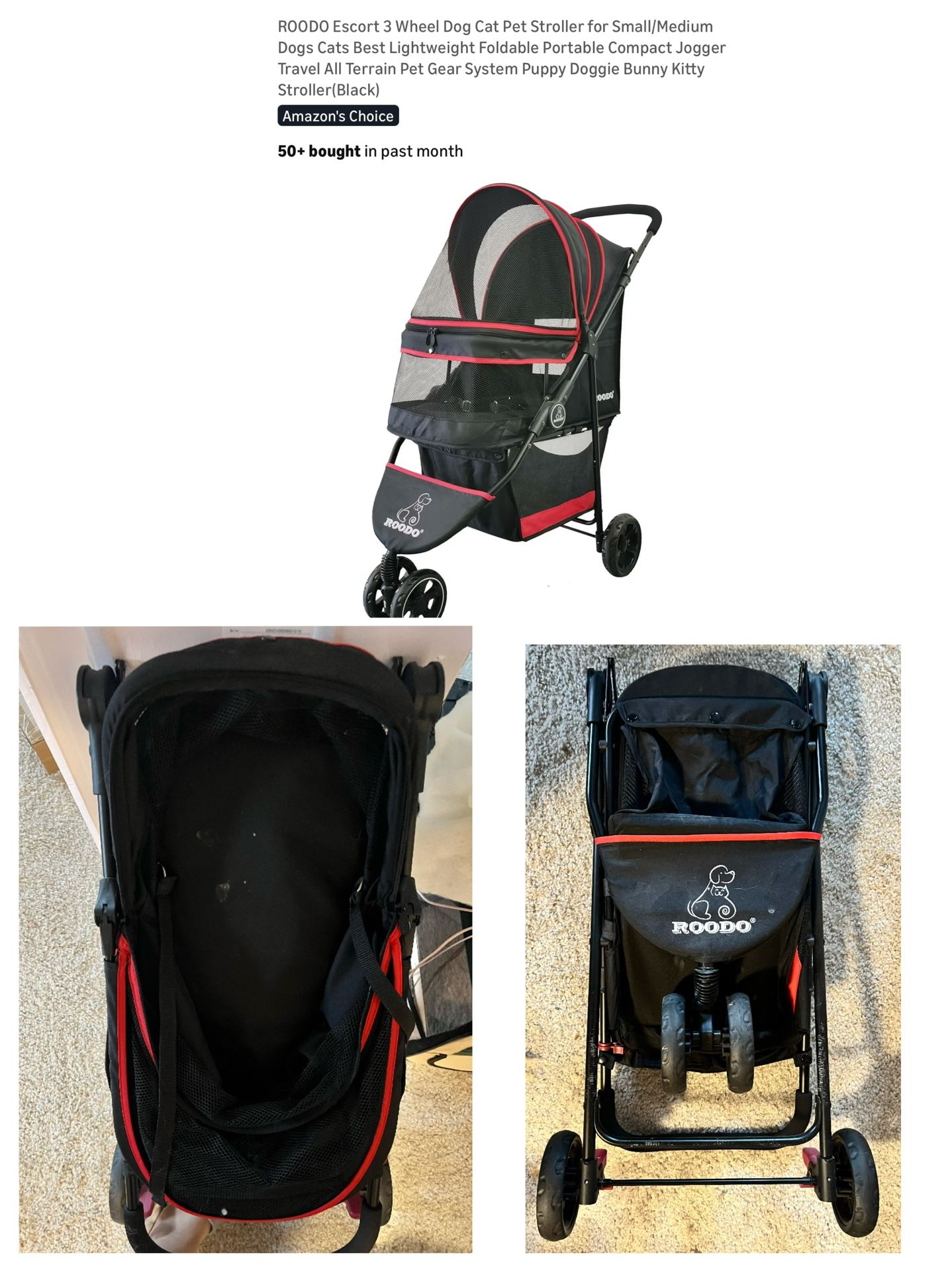 3 Wheel Dog Cat Pet Stroller for Small/Medium Dogs Cats Best Lightweight Foldable Portable Compact