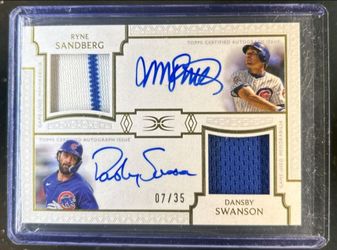 Topps Ryne Sandberg & Dansby Swanson Dual Auto Relic Card 07/35