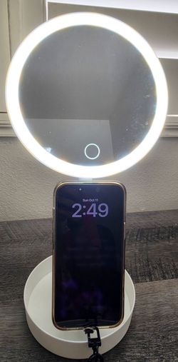 LED Rechargeable Mirrors with accessory storage / phone holder