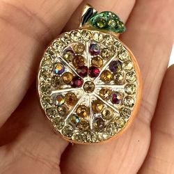 Orange Slice Crystal Pin/brooch