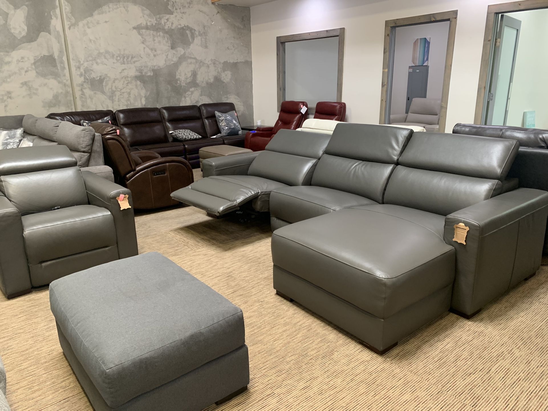 Nevio Leather Power Reclining Sectional Sofa Baci Living Room