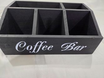 Coffee Bar Wooden Caddy Organizer