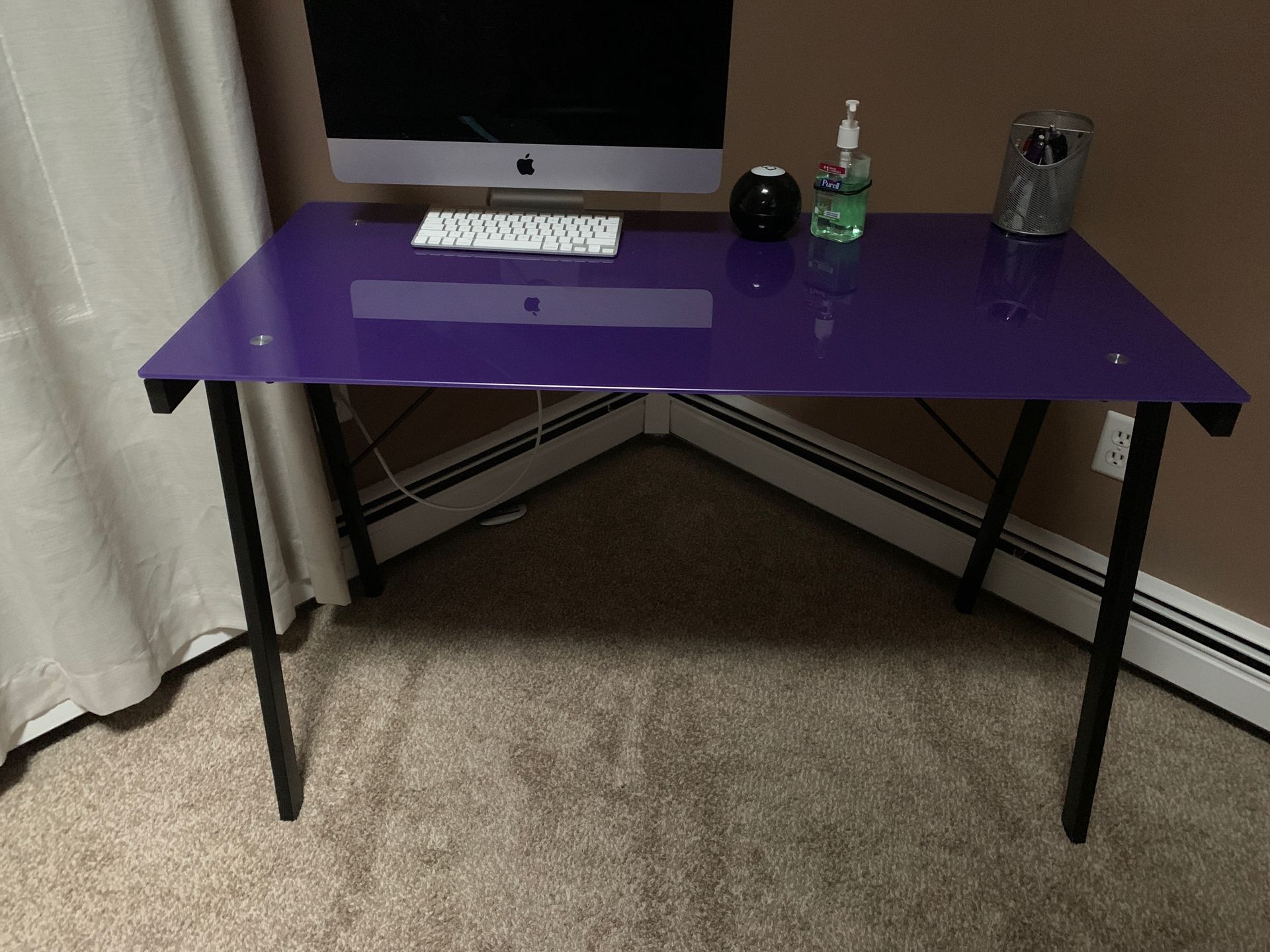 Large purple glass desk
