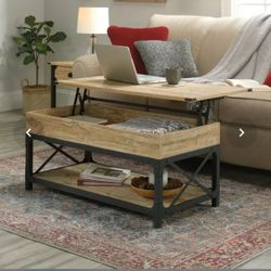 Sauder Steel River Engineered Wood Lift-Top Coffee Table In Mesquite/Natural