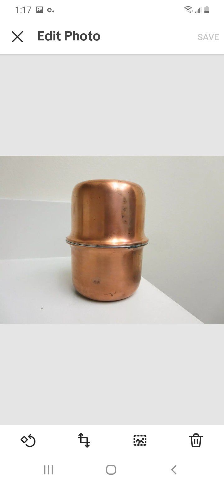 Small Copper Stock Pot Dansk Polaris Norway 2 QT Copper Kitchen Brass  Handle Uniquely Tarnished Pot With Black Handles 
