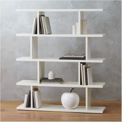 CB2 White Asymmetrical Bookcase