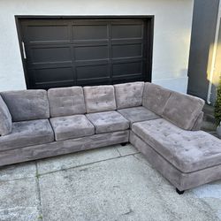 Grey Suede Sectional Couch-FREE Delivery