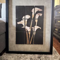 Pottery Barn Vintage Solid Wood Floral Wall Decor Artwork Made in USA!