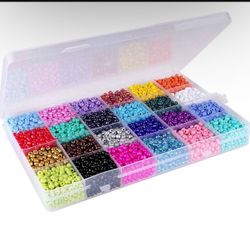 5000pcs Seed Beads 24 Colors 6/0 4mm Round Loose Pony Beads Waist Craft Beads Kit Rainbow Beads for Bracelets Jewely Making, DIY Crafting