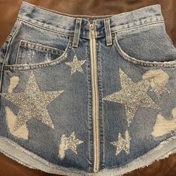 Brand New Denim Shirt With Glitter Stars 
