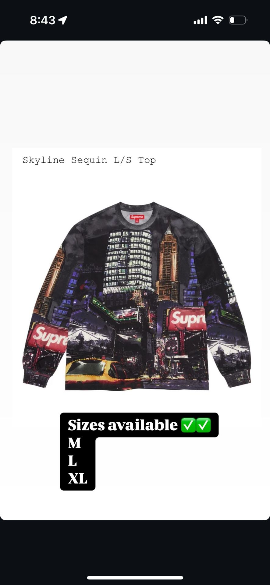 Supreme SS 25' Week 2 Skyline Sequin L/S Top, Overdyed Beanie