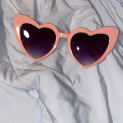 Pink Heart Sunglasses With Purple Tint