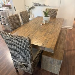 Ashley Sommerford Dining Table, Bench, 4 Chairs