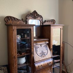 Antique Book Case With Built In Desk