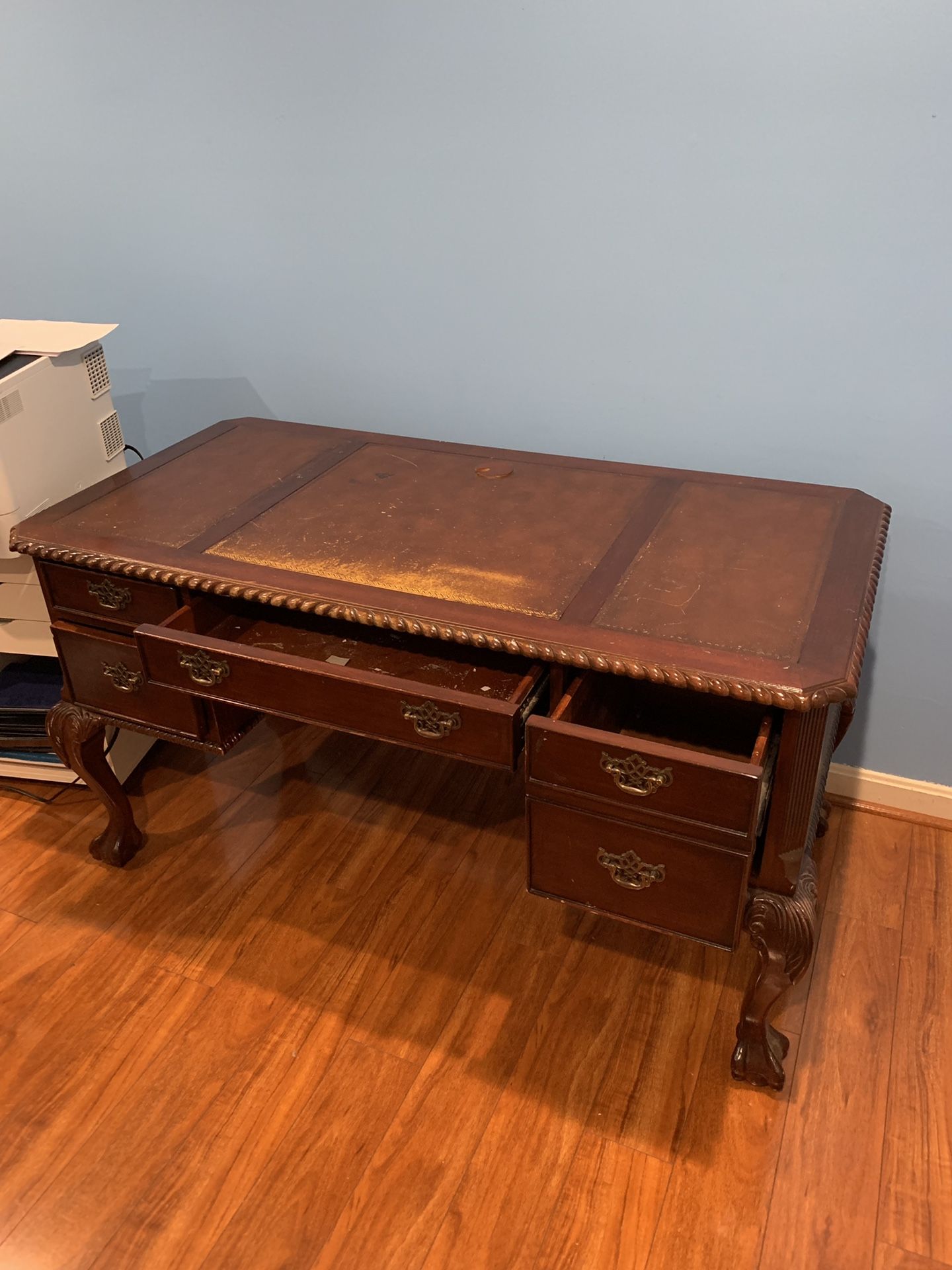 Executive solid wood desk - cherry oak color