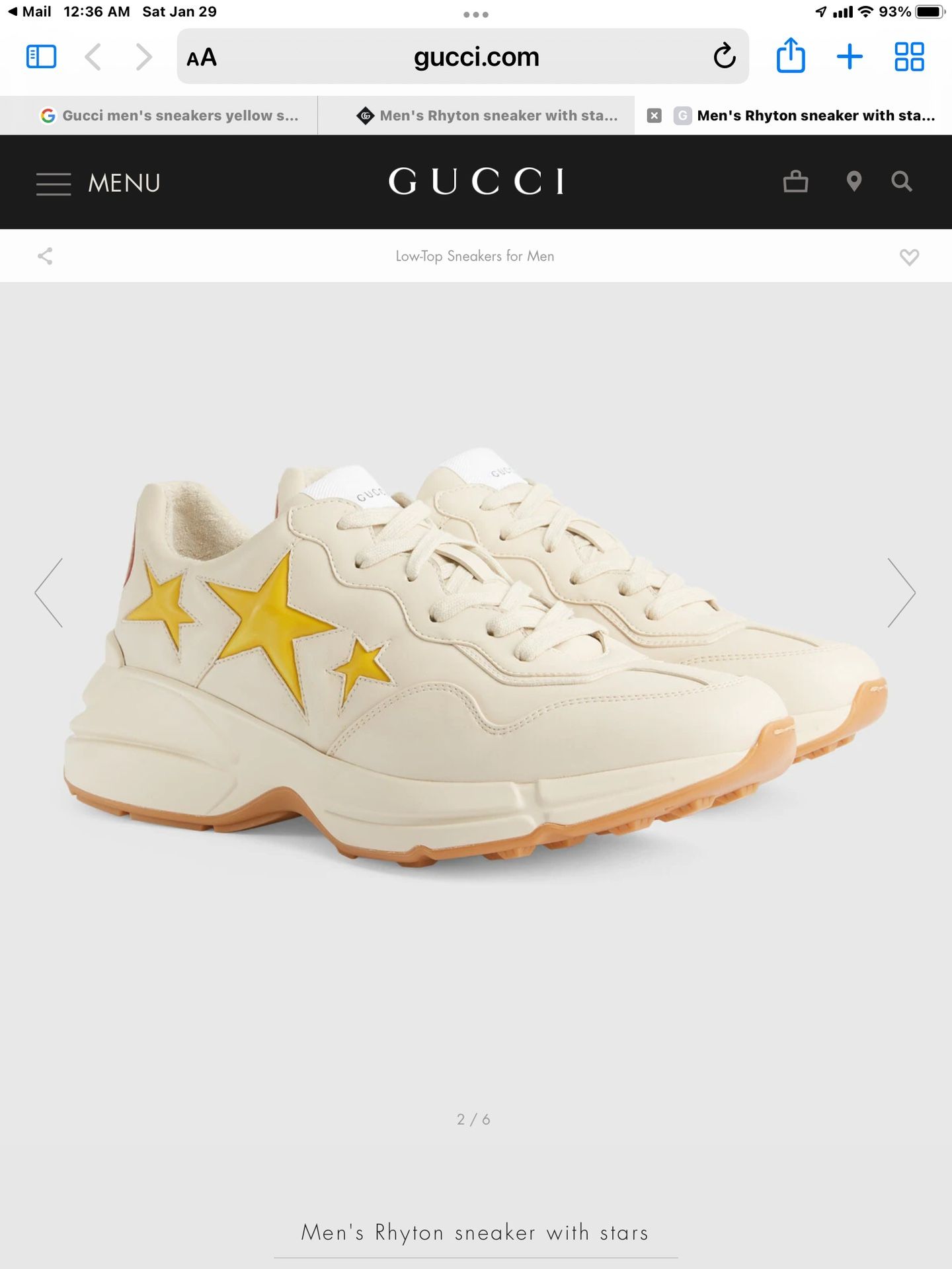 GUCCI SNEAKERS WHITE WITH YELLOW STARS Size 10.5 for Sale in CA - OfferUp