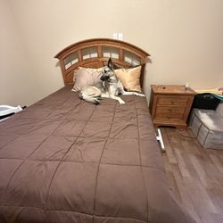 Queen Bed, Night Stand, Tv Media Center