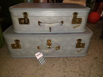 Vintage caralite blue luggage set