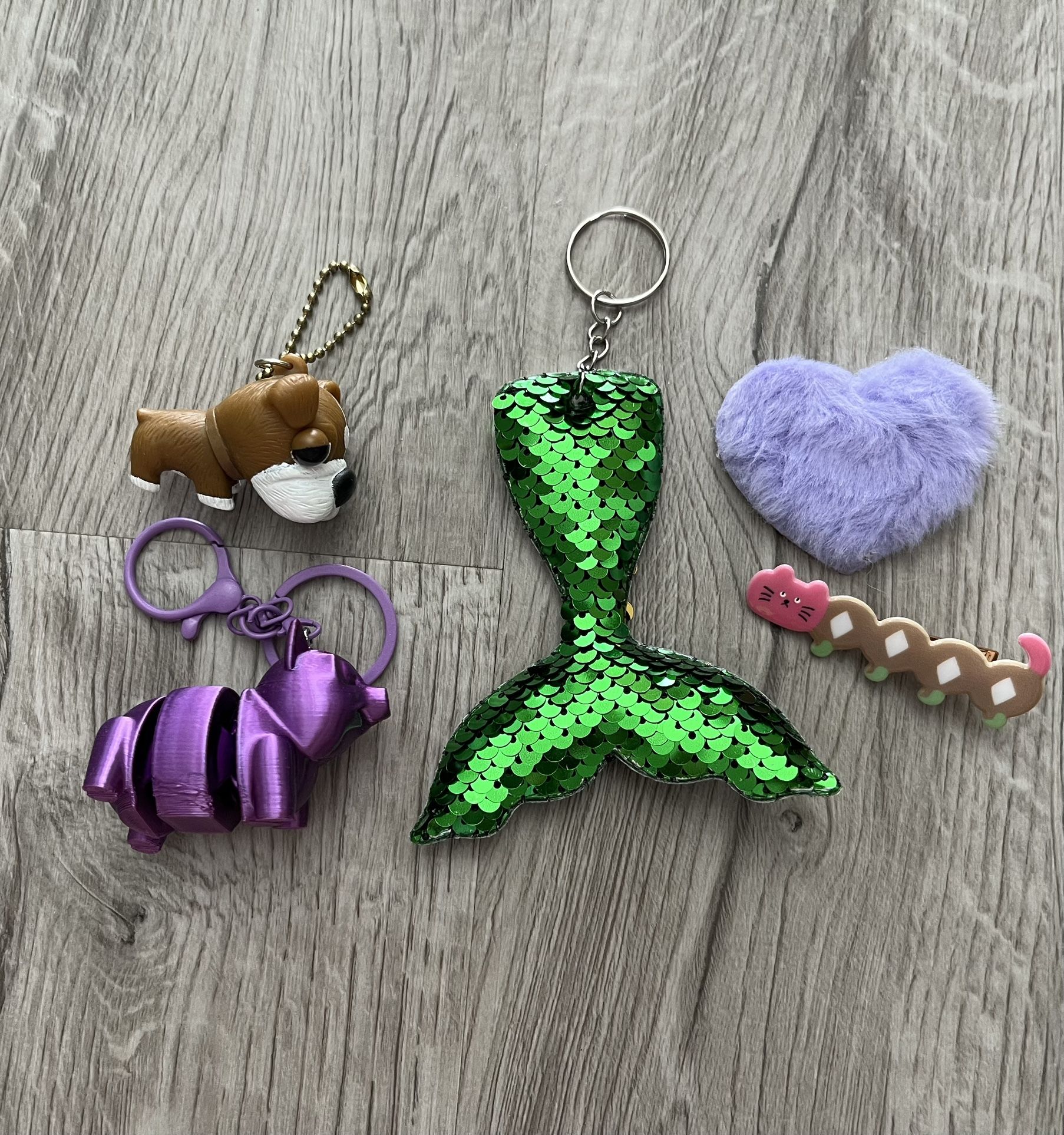 Lot Of Cute Keychains And Hair Clips 