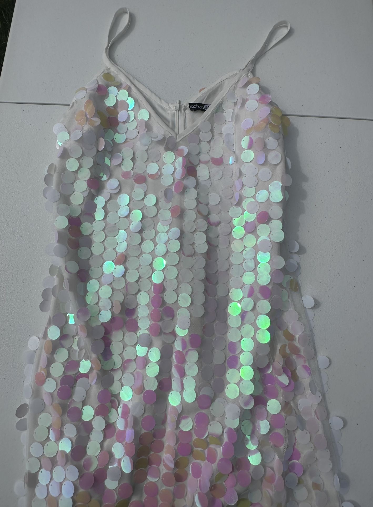 Boohoo Iridescent Sequin Mini Dress